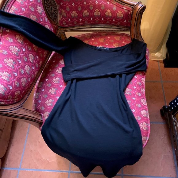 Dress, Le Château, fine jersey, black, all lining, Medium, deep boat neckline. - Picture 9 of 10